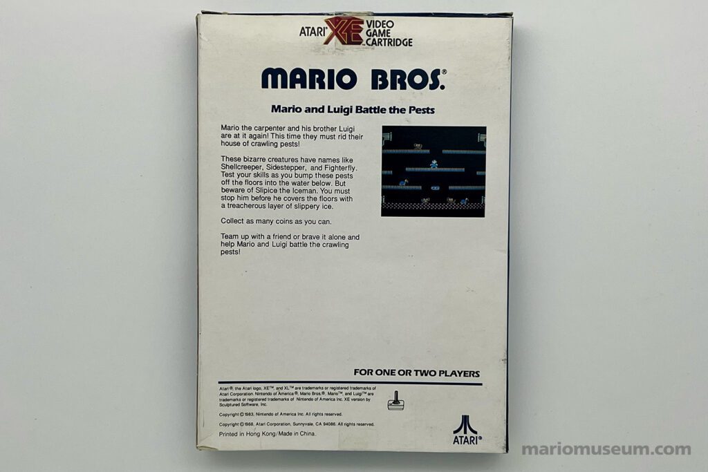 Mario Bros, Atari XE (Back)